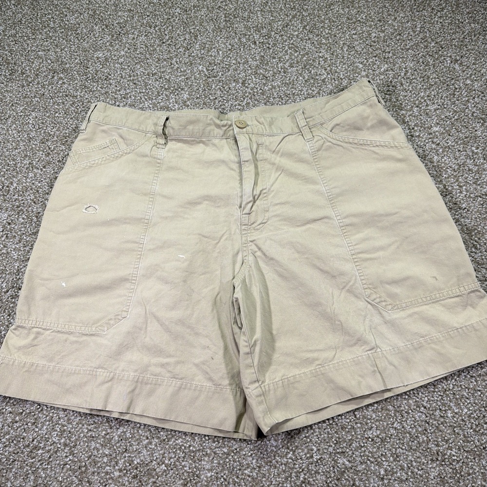 Vintage Patagonia All Wear Shorts Khaki Organic Cotton Size 38 Distressed